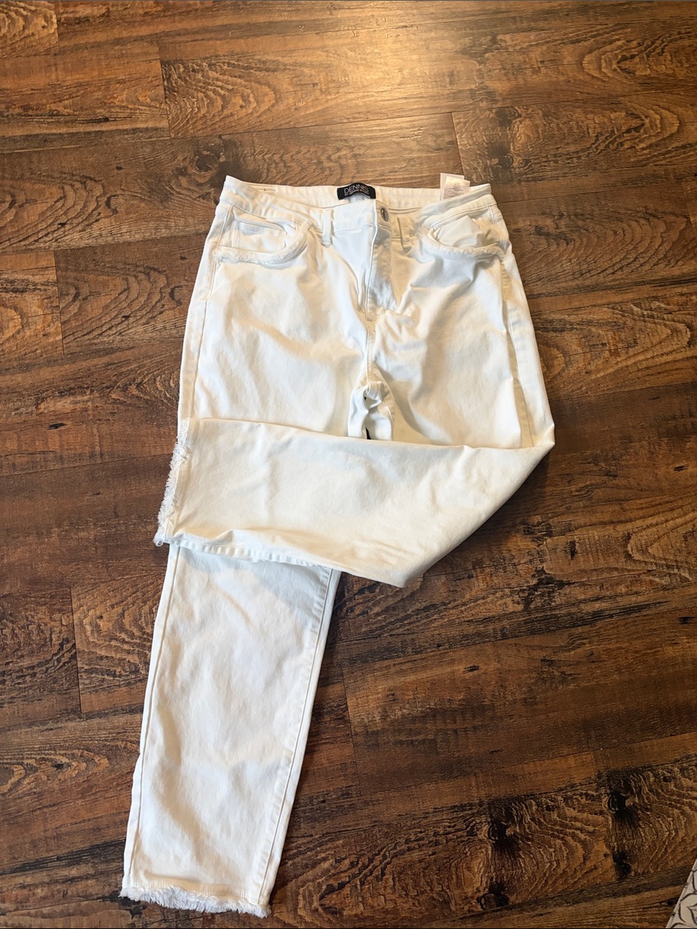 White High-Rise Straight leg Jeans - Stretchy, sz
 14